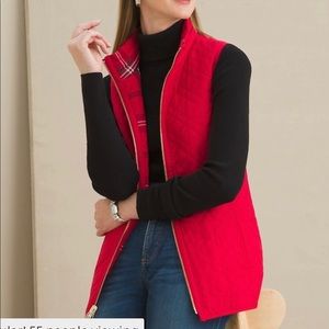 NWOT Chico’s reversible red and plaid vest size 1